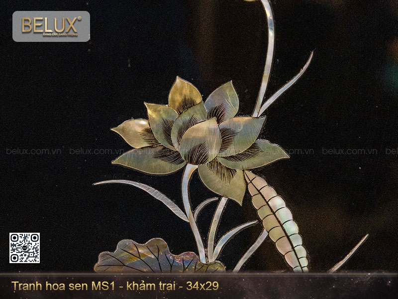 Tranh hoa sen khảm trai MS1 kt 34x29cm&nbsp;